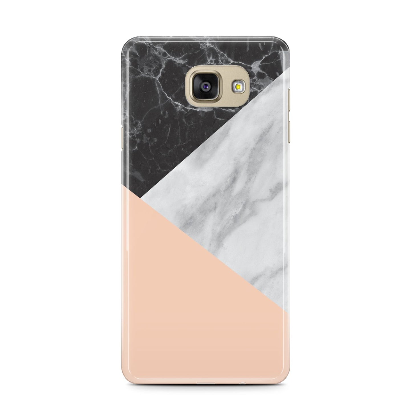 Marble Black White Grey Peach Samsung Galaxy A7 2016 Case on gold phone