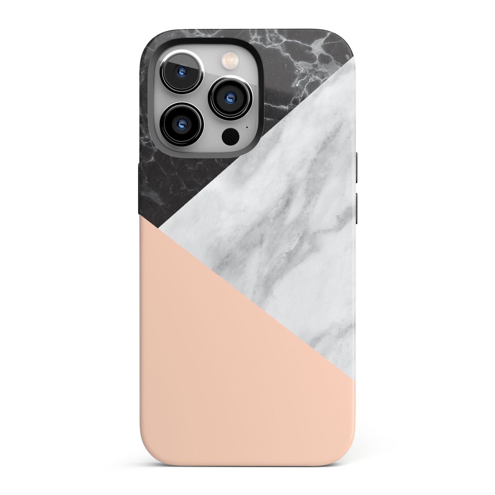Marble Black White Grey Peach iPhone 13 Pro Full Wrap 3D Tough Case