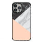 Marble Black White Grey Peach iPhone 13 Pro Max Black Impact Case on Silver phone
