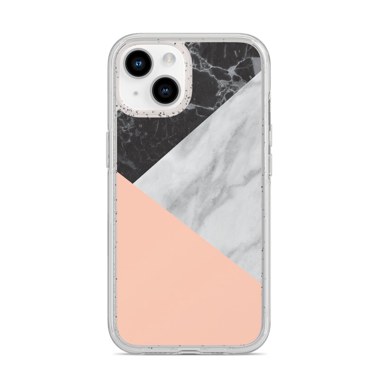 Marble Black White Grey Peach iPhone 14 Glitter Tough Case Starlight