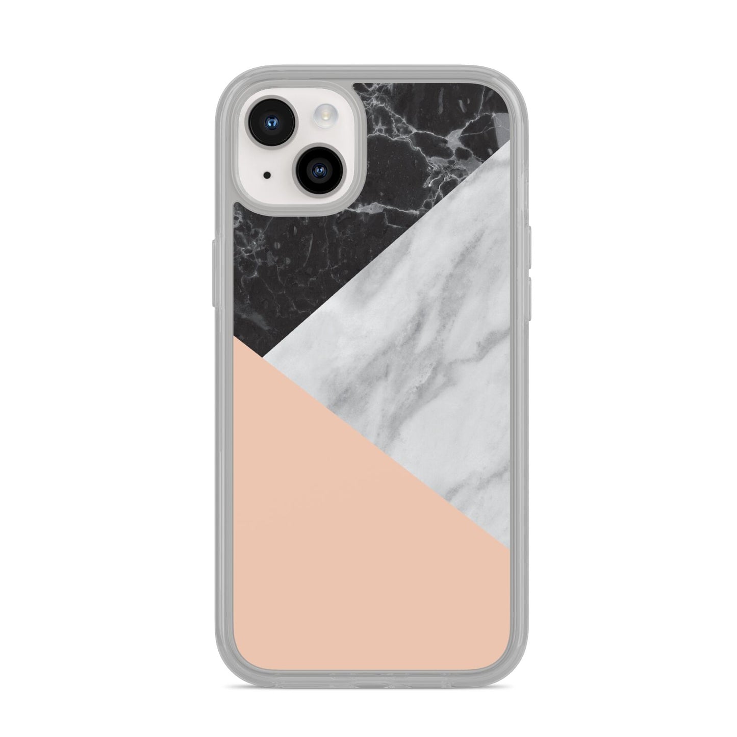 Marble Black White Grey Peach iPhone 14 Plus Clear Tough Case Starlight