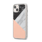 Marble Black White Grey Peach iPhone 14 Plus Glitter Tough Case Starlight Angled Image