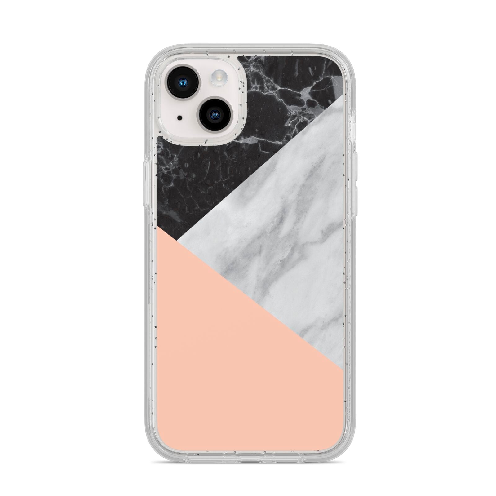 Marble Black White Grey Peach iPhone 14 Plus Glitter Tough Case Starlight
