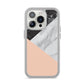 Marble Black White Grey Peach iPhone 14 Pro Clear Tough Case Silver