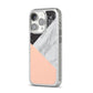 Marble Black White Grey Peach iPhone 14 Pro Glitter Tough Case Silver Angled Image