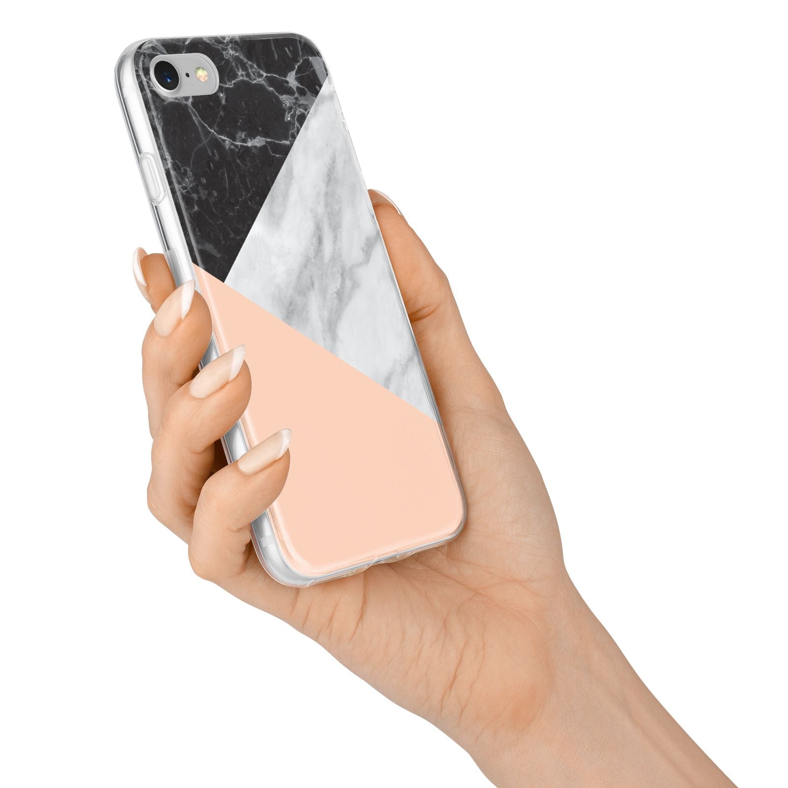 Marble Black White Grey Peach iPhone 7 Bumper Case on Silver iPhone Alternative Image