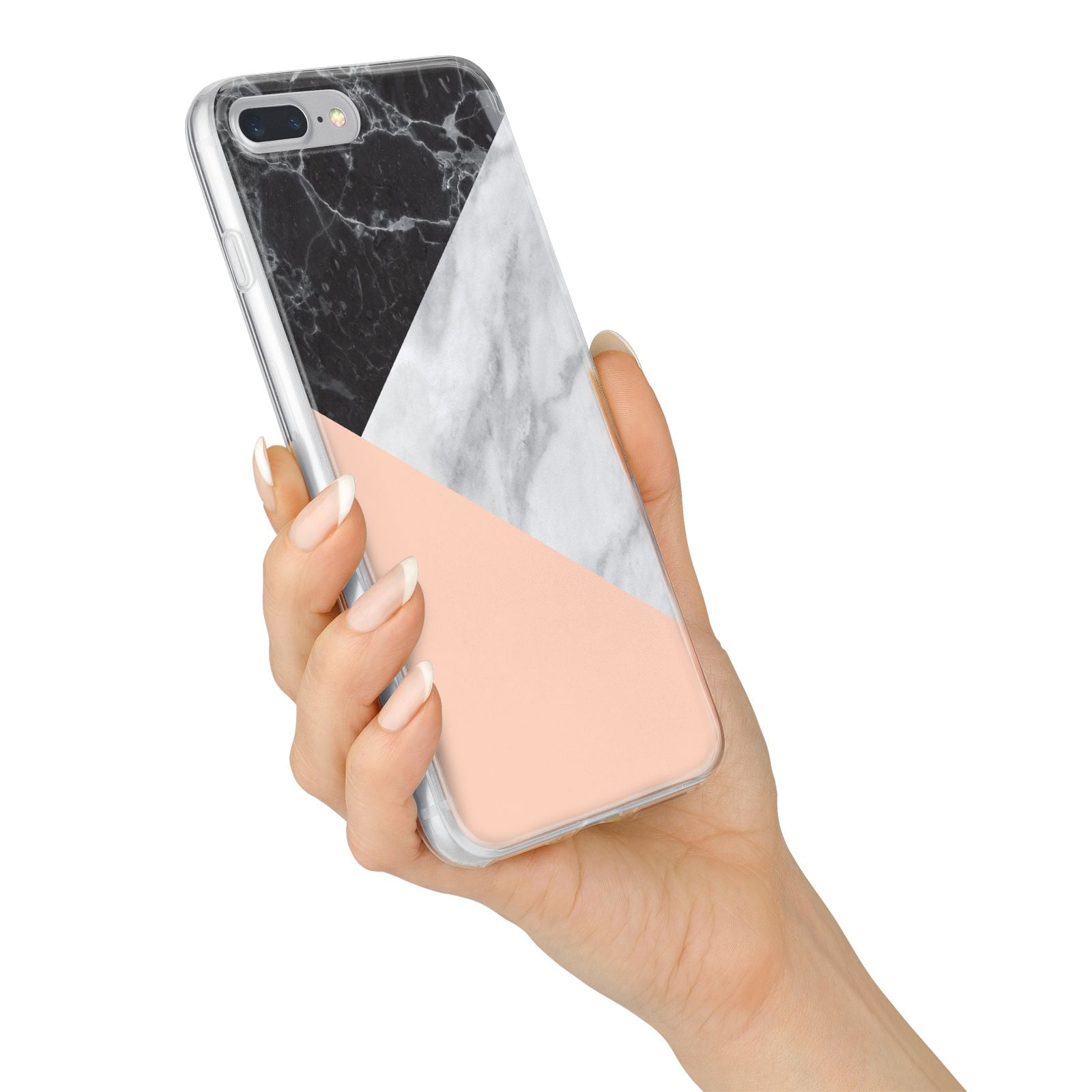 Marble Black White Grey Peach iPhone 7 Plus Bumper Case on Silver iPhone Alternative Image