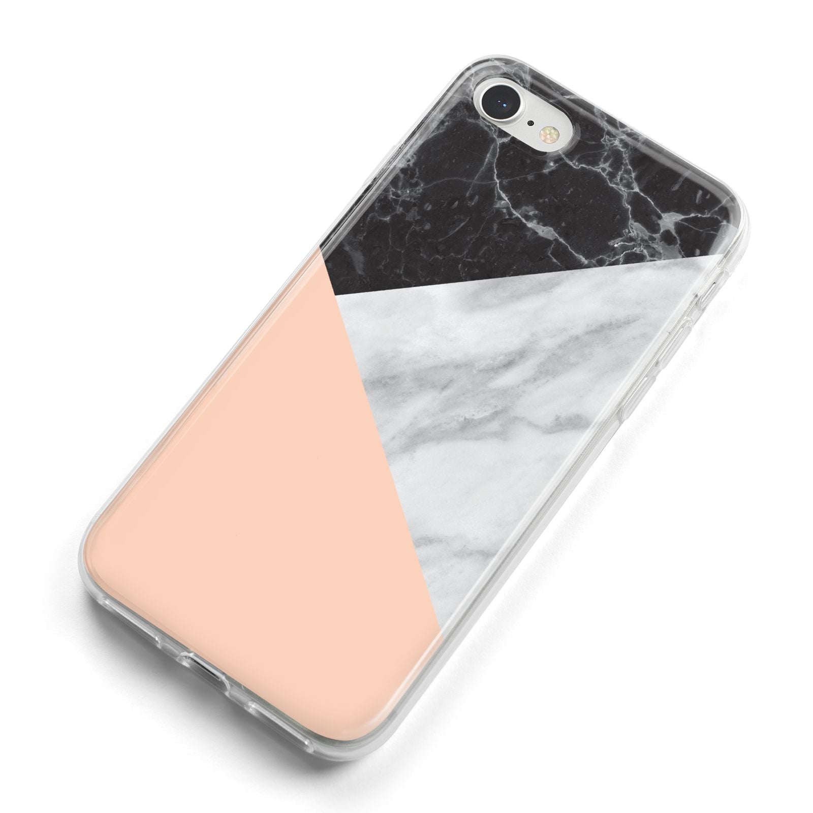 Marble Black White Grey Peach iPhone 8 Bumper Case on Silver iPhone Alternative Image