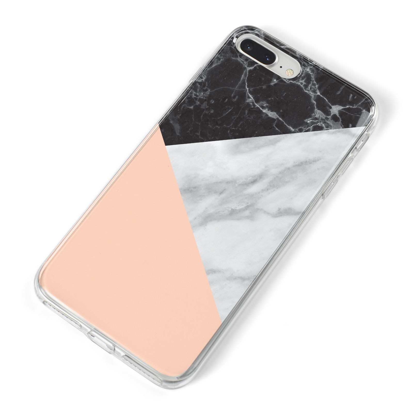 Marble Black White Grey Peach iPhone 8 Plus Bumper Case on Silver iPhone Alternative Image