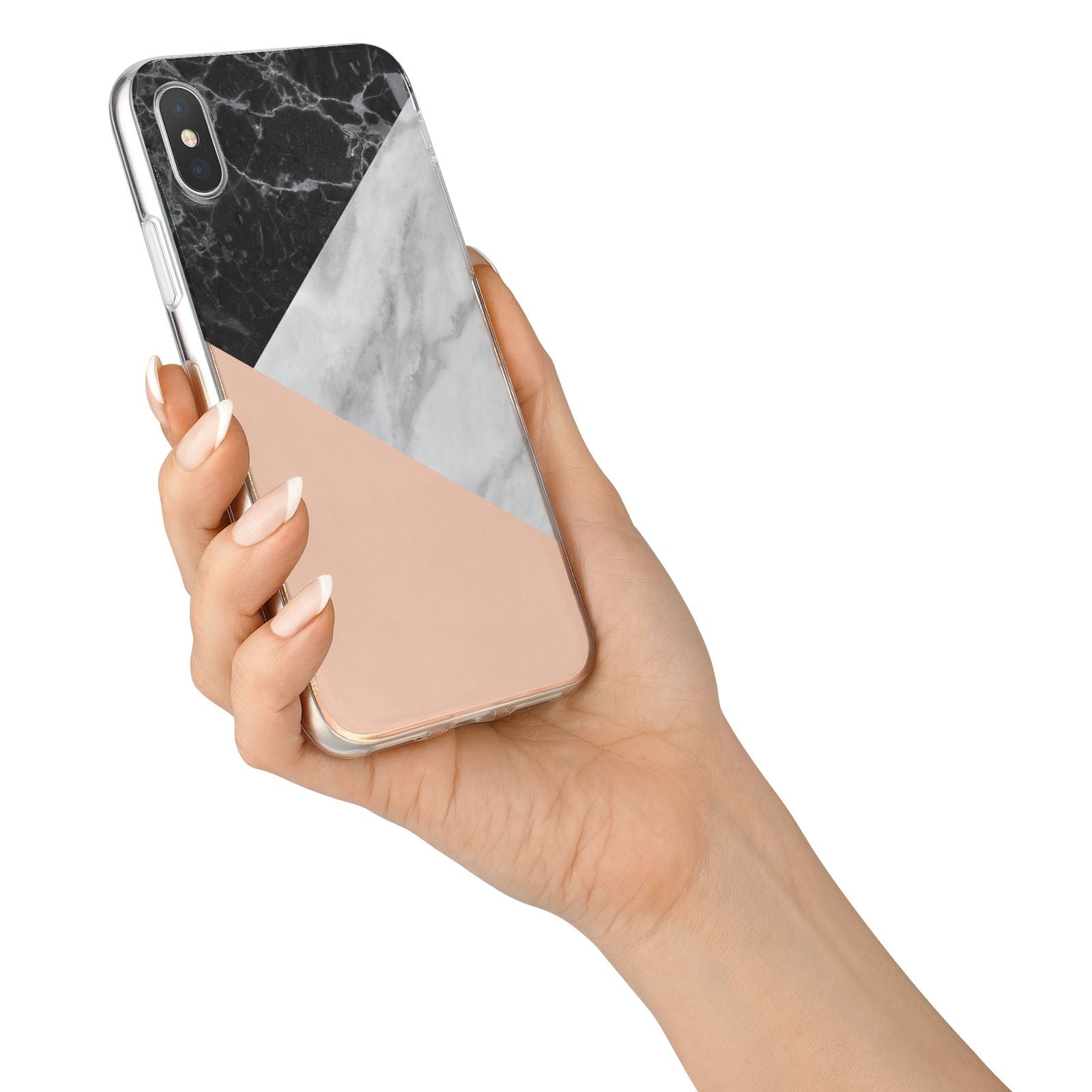 Marble Black White Grey Peach iPhone X Bumper Case on Silver iPhone Alternative Image 2