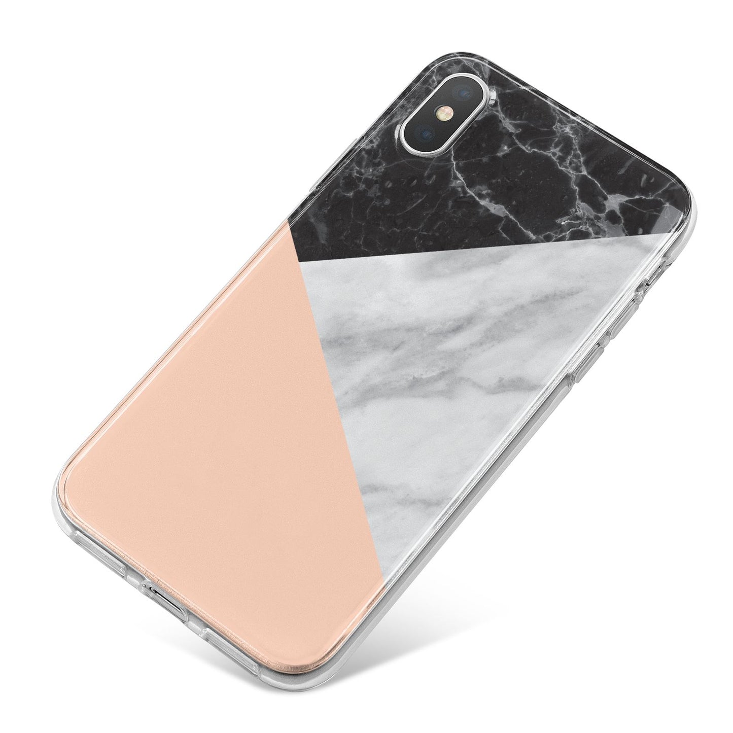 Marble Black White Grey Peach iPhone X Bumper Case on Silver iPhone