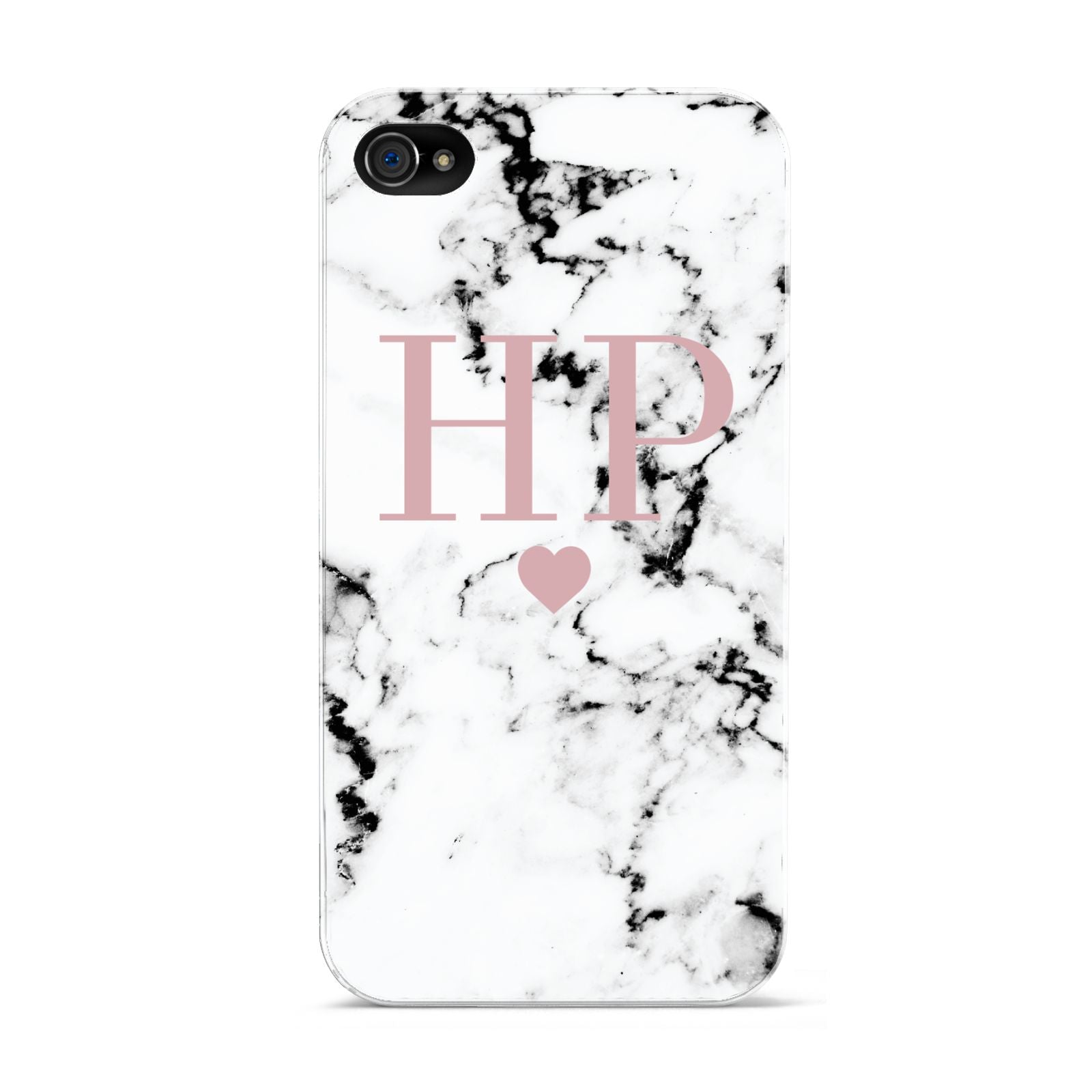 Marble Blush Pink Heart Personalised Apple iPhone 4s Case