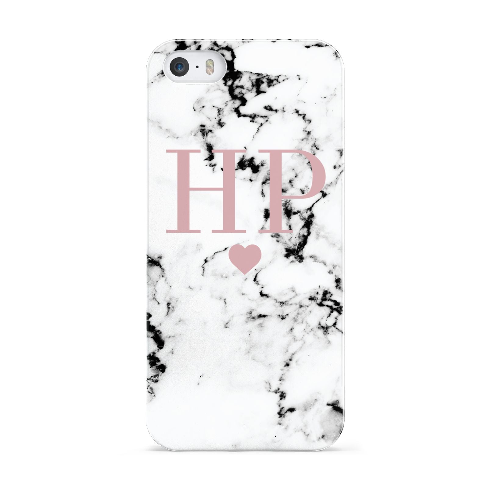 Marble Blush Pink Heart Personalised Apple iPhone 5 Case
