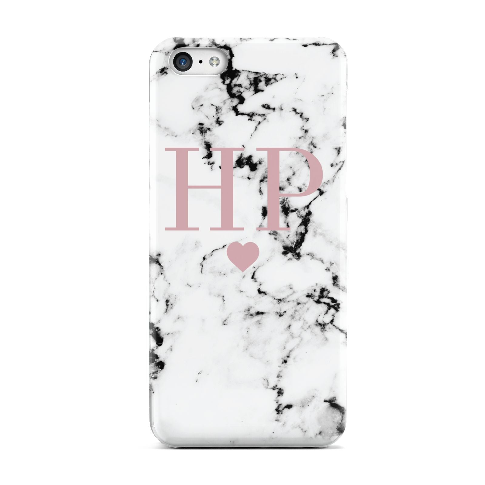 Marble Blush Pink Heart Personalised Apple iPhone 5c Case