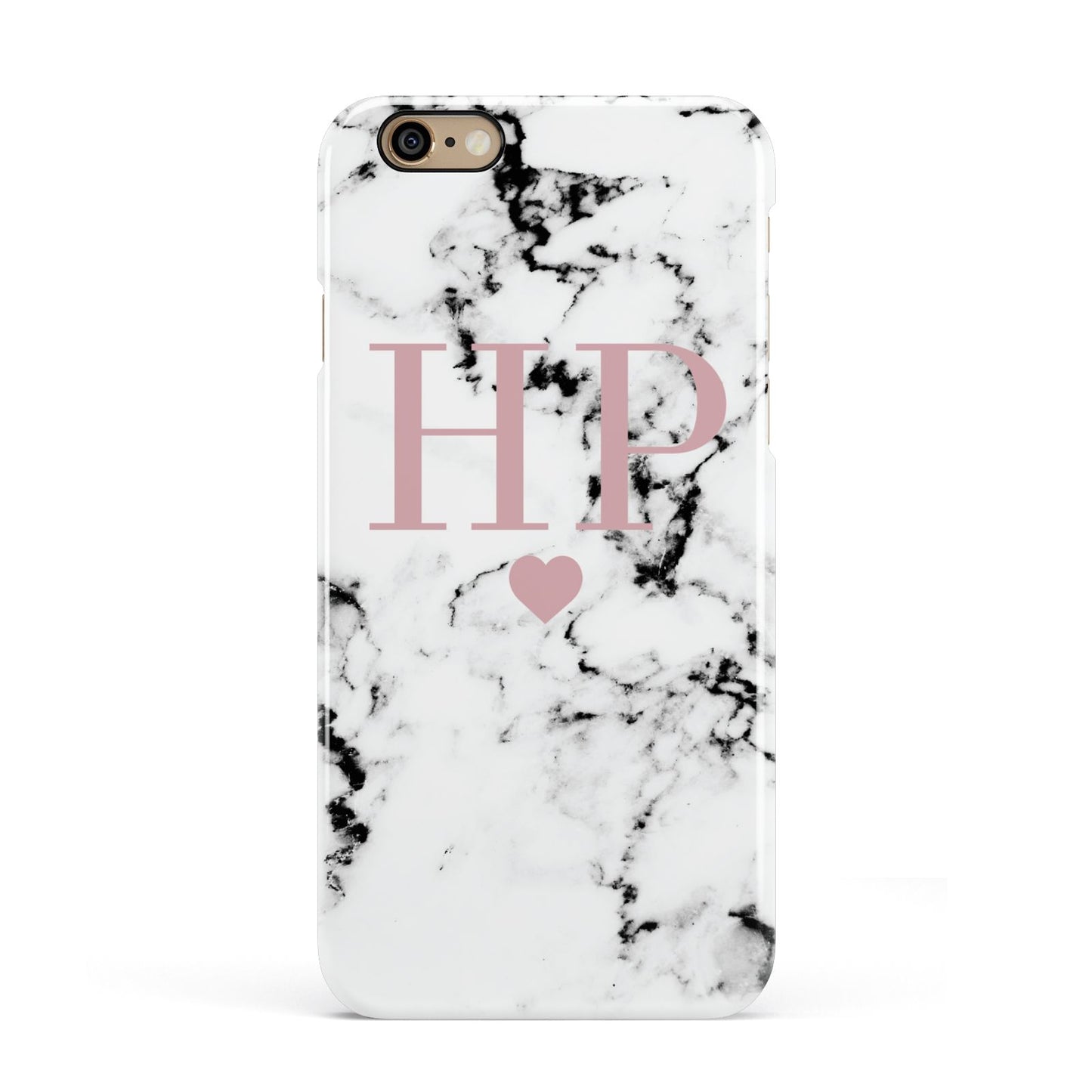 Marble Blush Pink Heart Personalised Apple iPhone 6 3D Snap Case