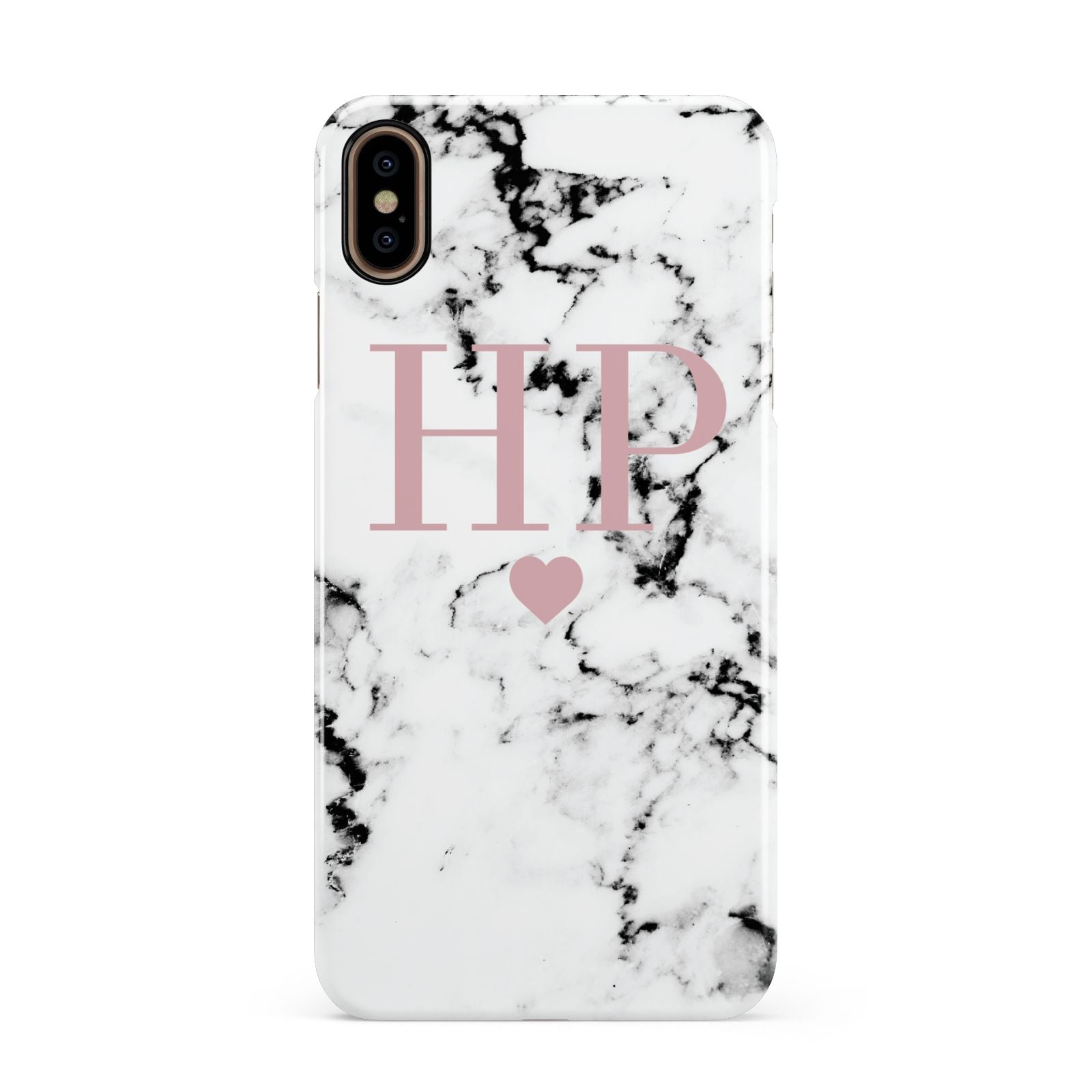 Marble Blush Pink Heart Personalised Apple iPhone Xs Max 3D Snap Case