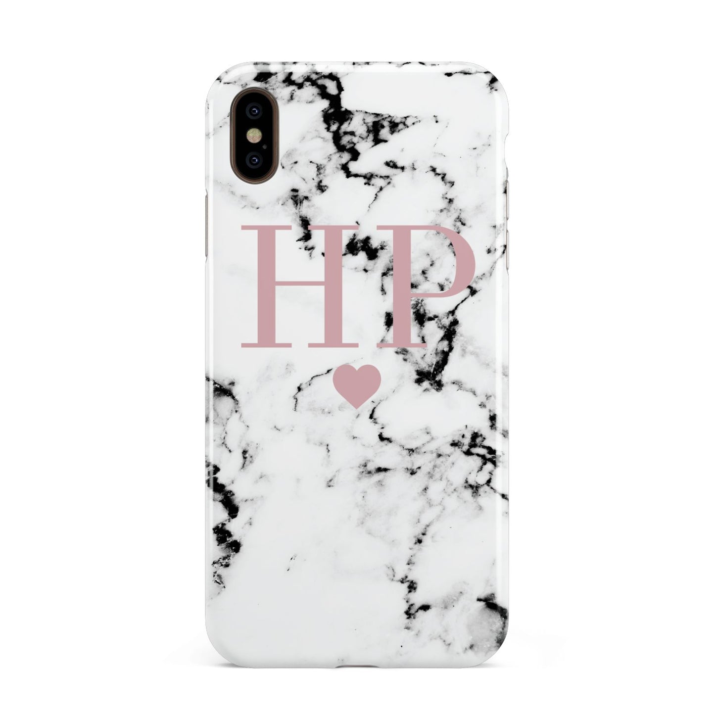 Marble Blush Pink Heart Personalised Apple iPhone Xs Max 3D Tough Case