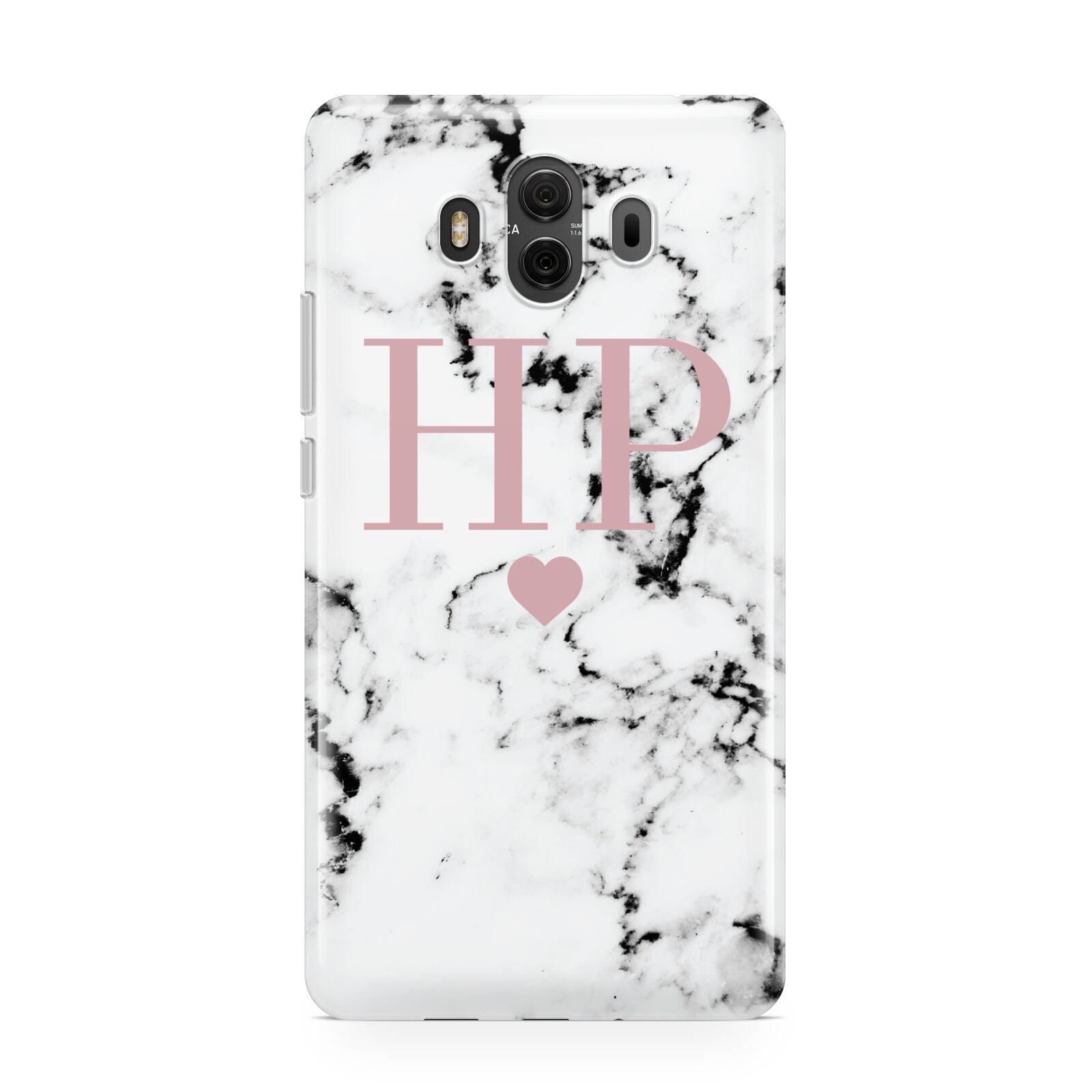 Marble Blush Pink Heart Personalised Huawei Mate 10 Protective Phone Case