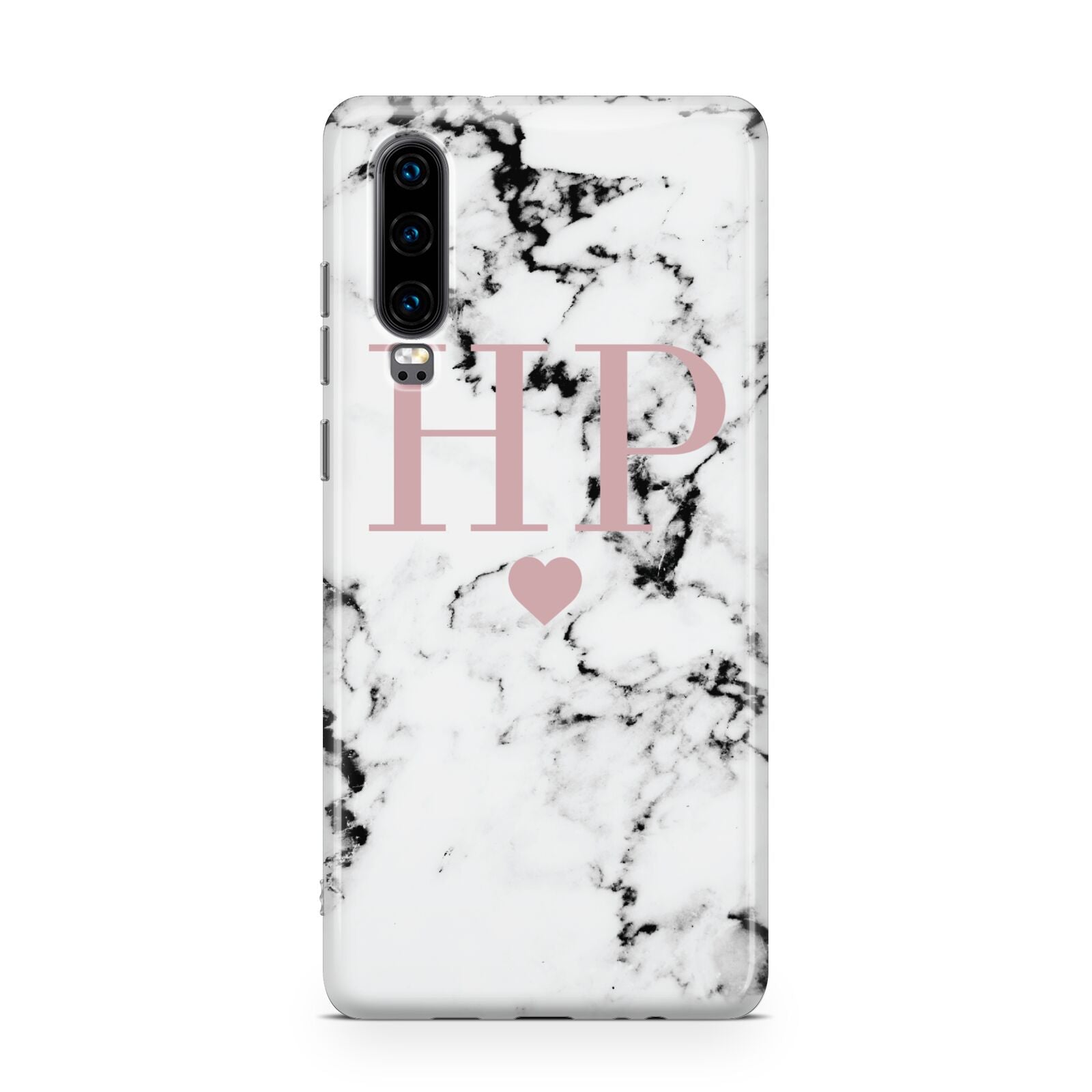 Marble Blush Pink Heart Personalised Huawei P30 Phone Case
