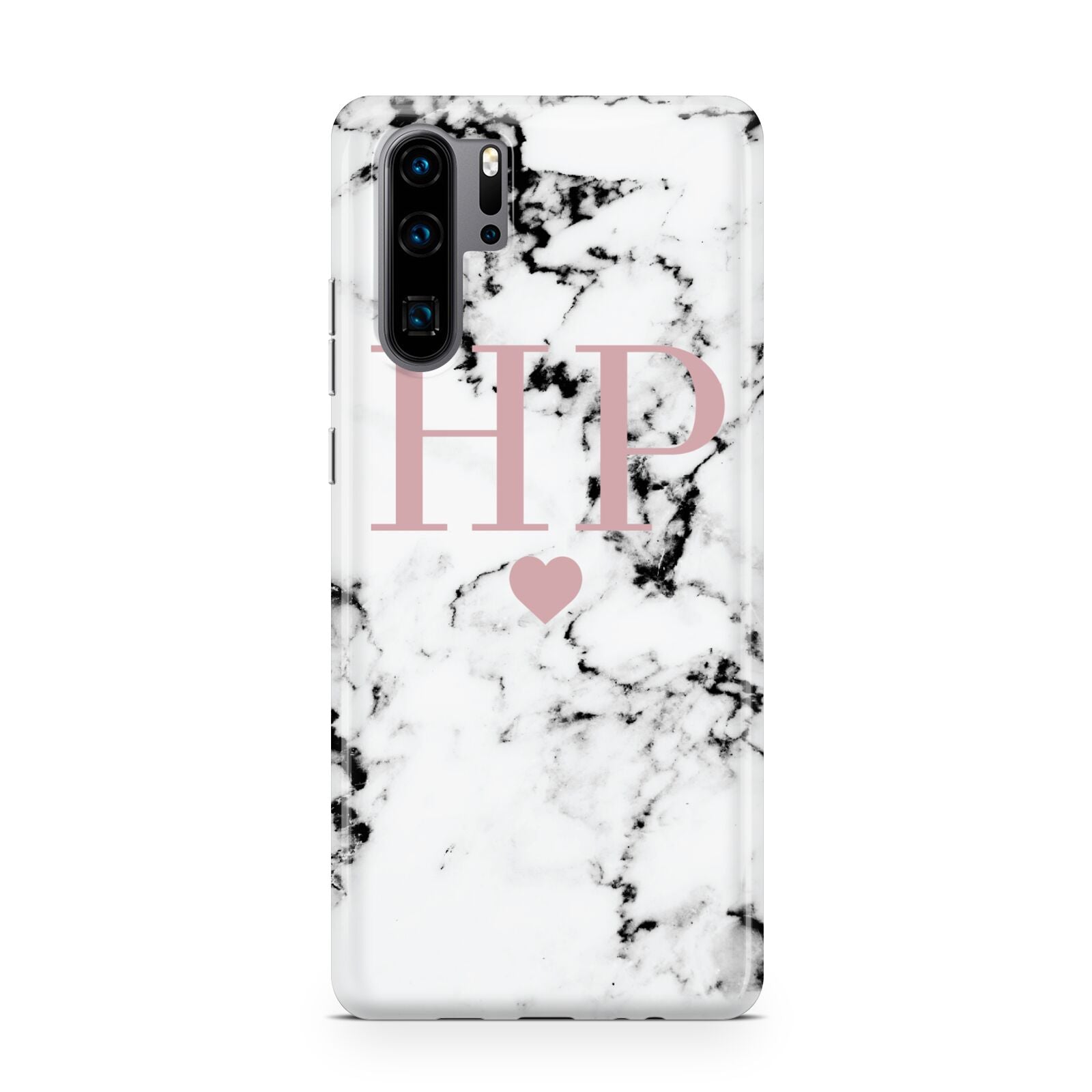 Marble Blush Pink Heart Personalised Huawei P30 Pro Phone Case