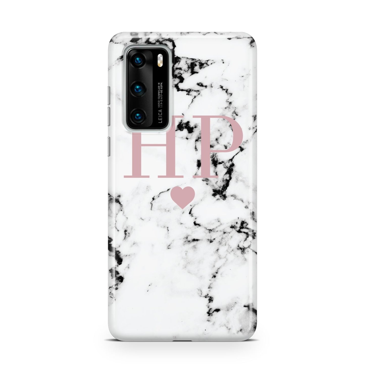 Marble Blush Pink Heart Personalised Huawei P40 Phone Case