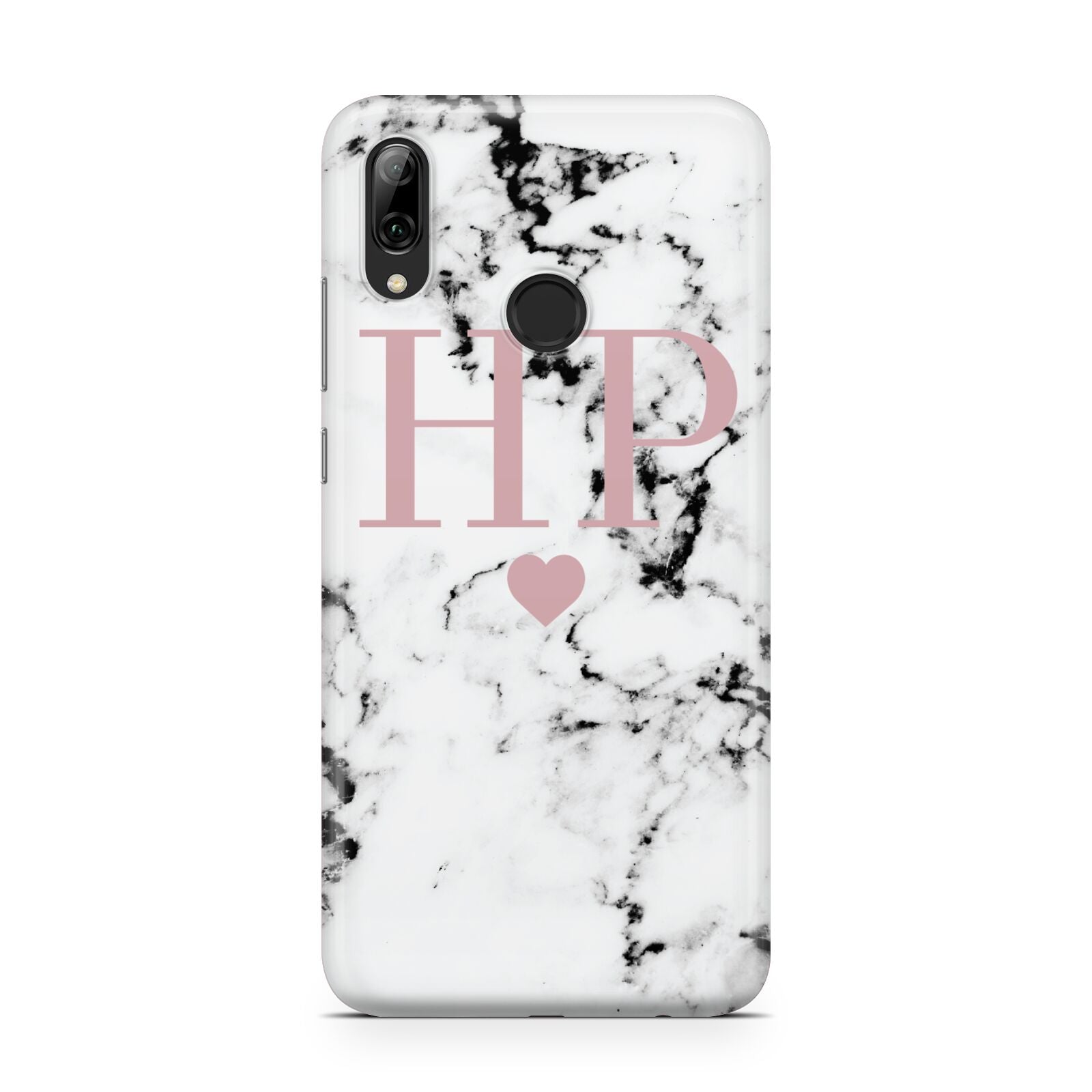 Marble Blush Pink Heart Personalised Huawei Y7 2019