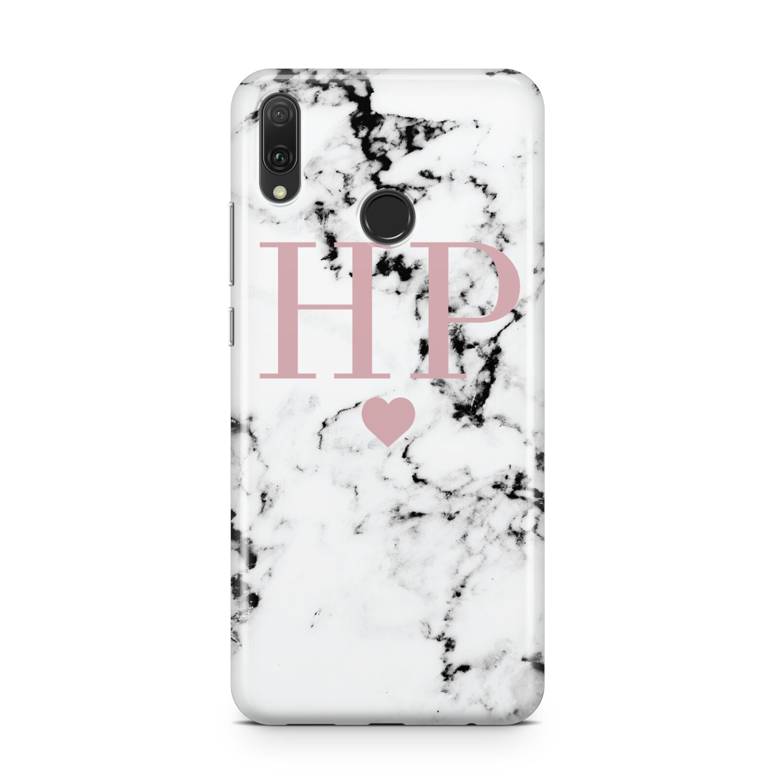 Marble Blush Pink Heart Personalised Huawei Y9 2019