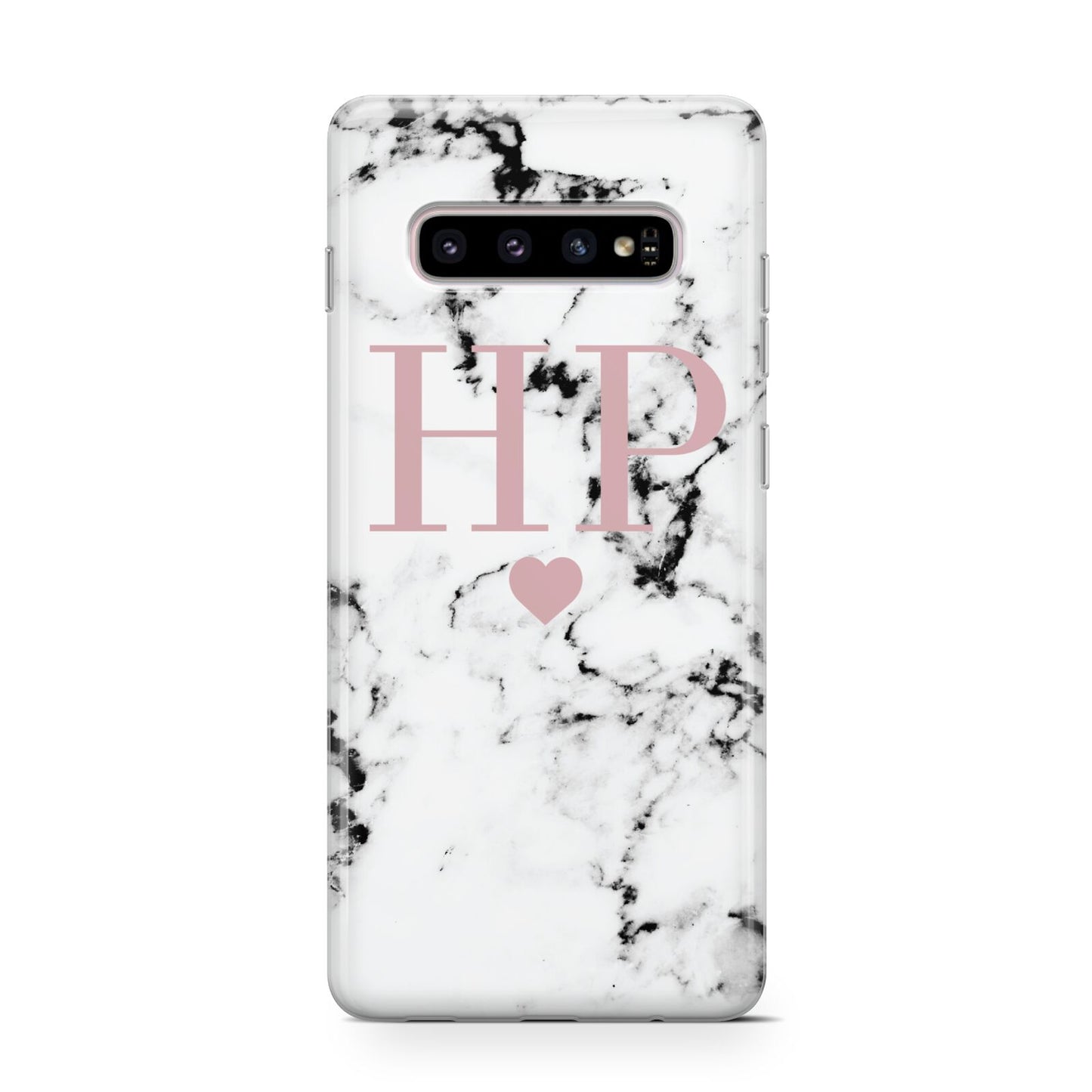 Marble Blush Pink Heart Personalised Protective Samsung Galaxy Case
