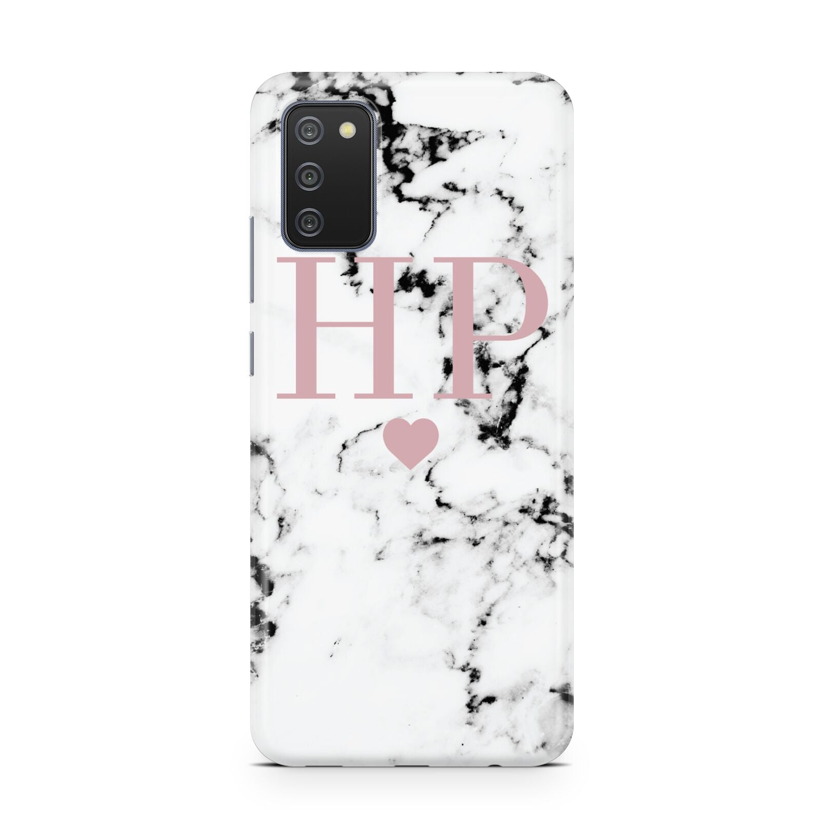 Marble Blush Pink Heart Personalised Samsung A02s Case