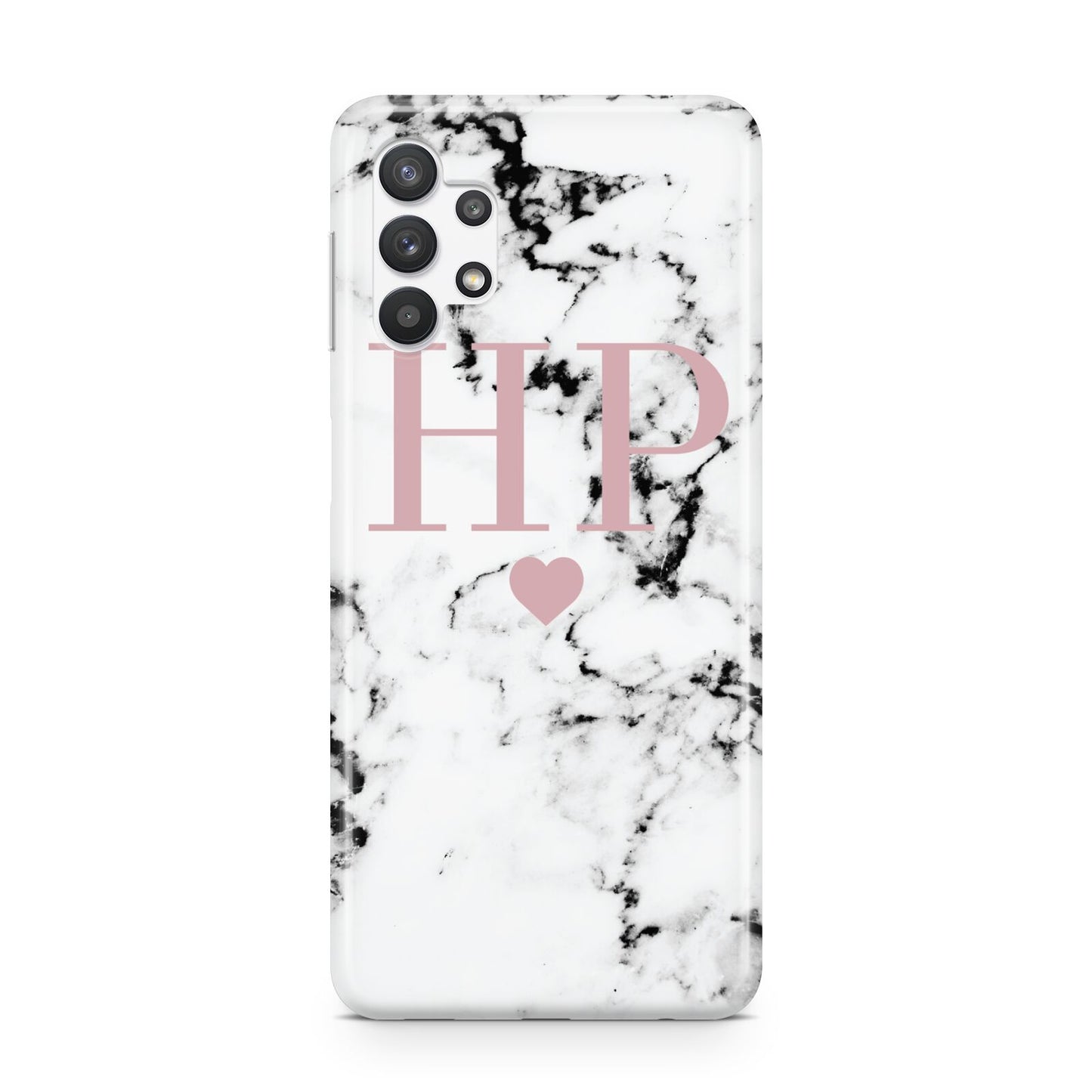 Marble Blush Pink Heart Personalised Samsung A32 5G Case