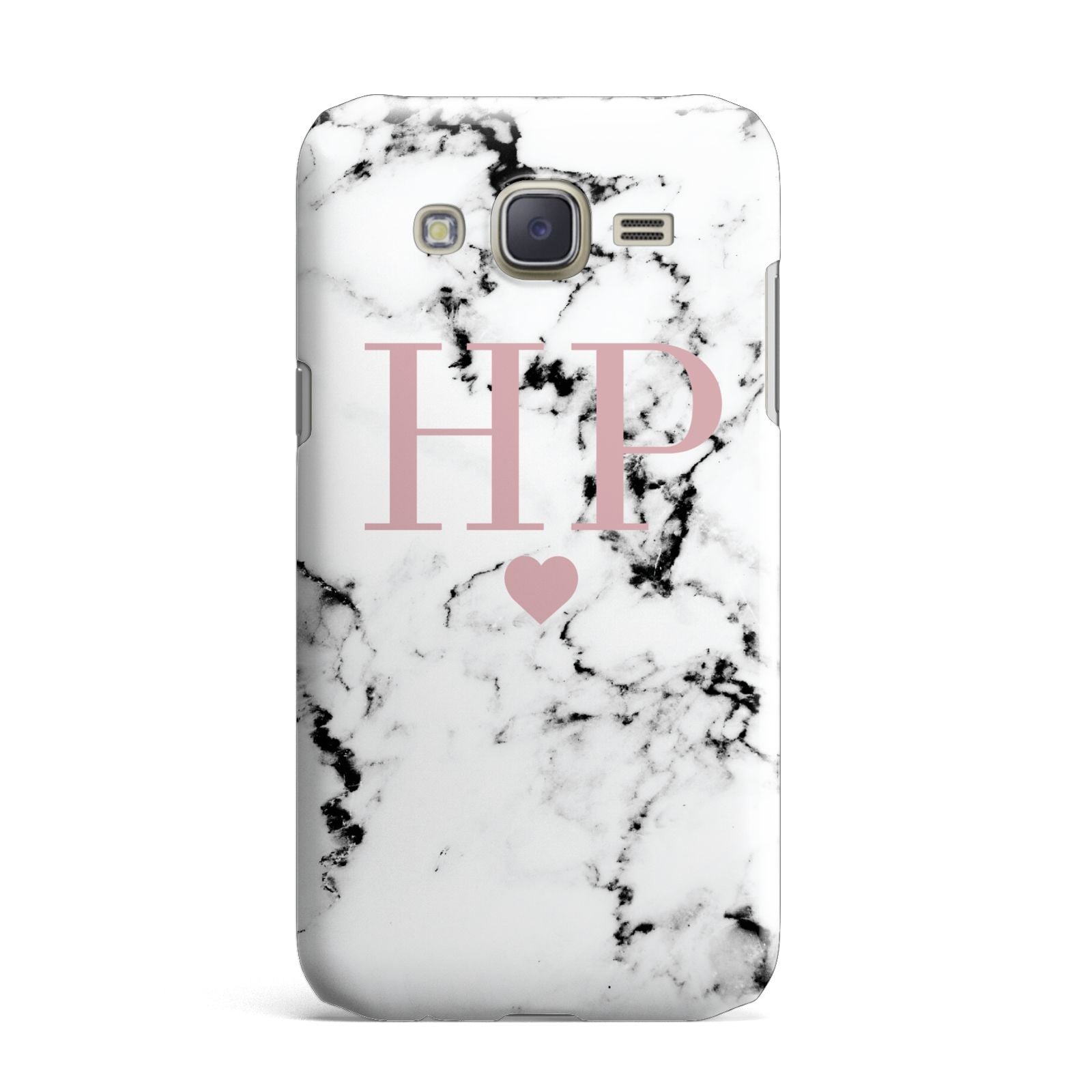 Marble Blush Pink Heart Personalised Samsung Galaxy J7 Case