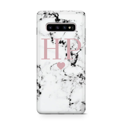 Marble Blush Pink Heart Personalised Samsung Galaxy S10 Case