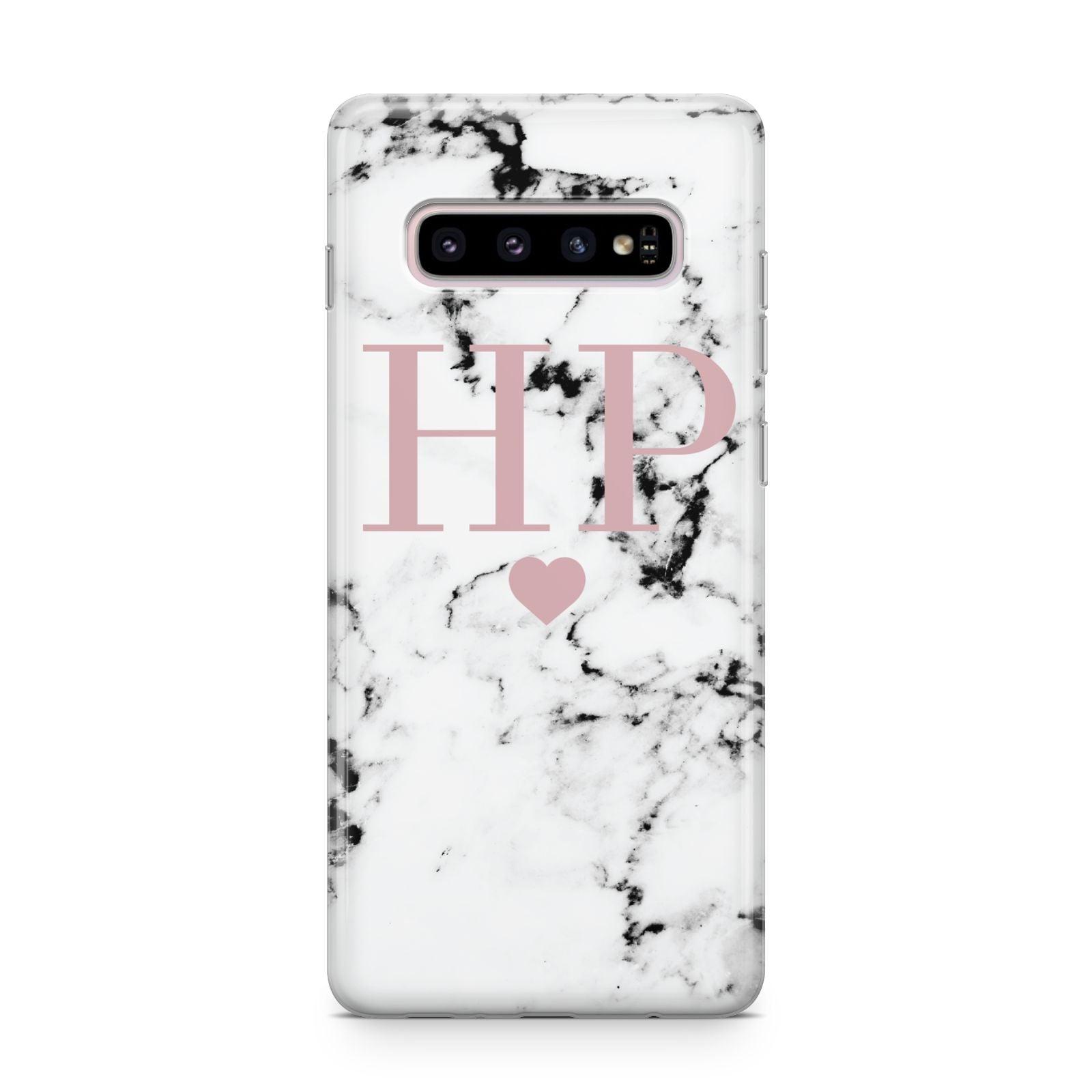 Marble Blush Pink Heart Personalised Samsung Galaxy S10 Plus Case