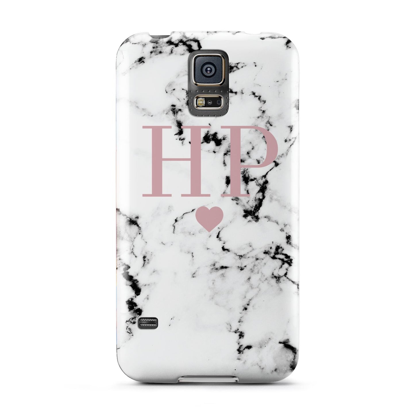 Marble Blush Pink Heart Personalised Samsung Galaxy S5 Case