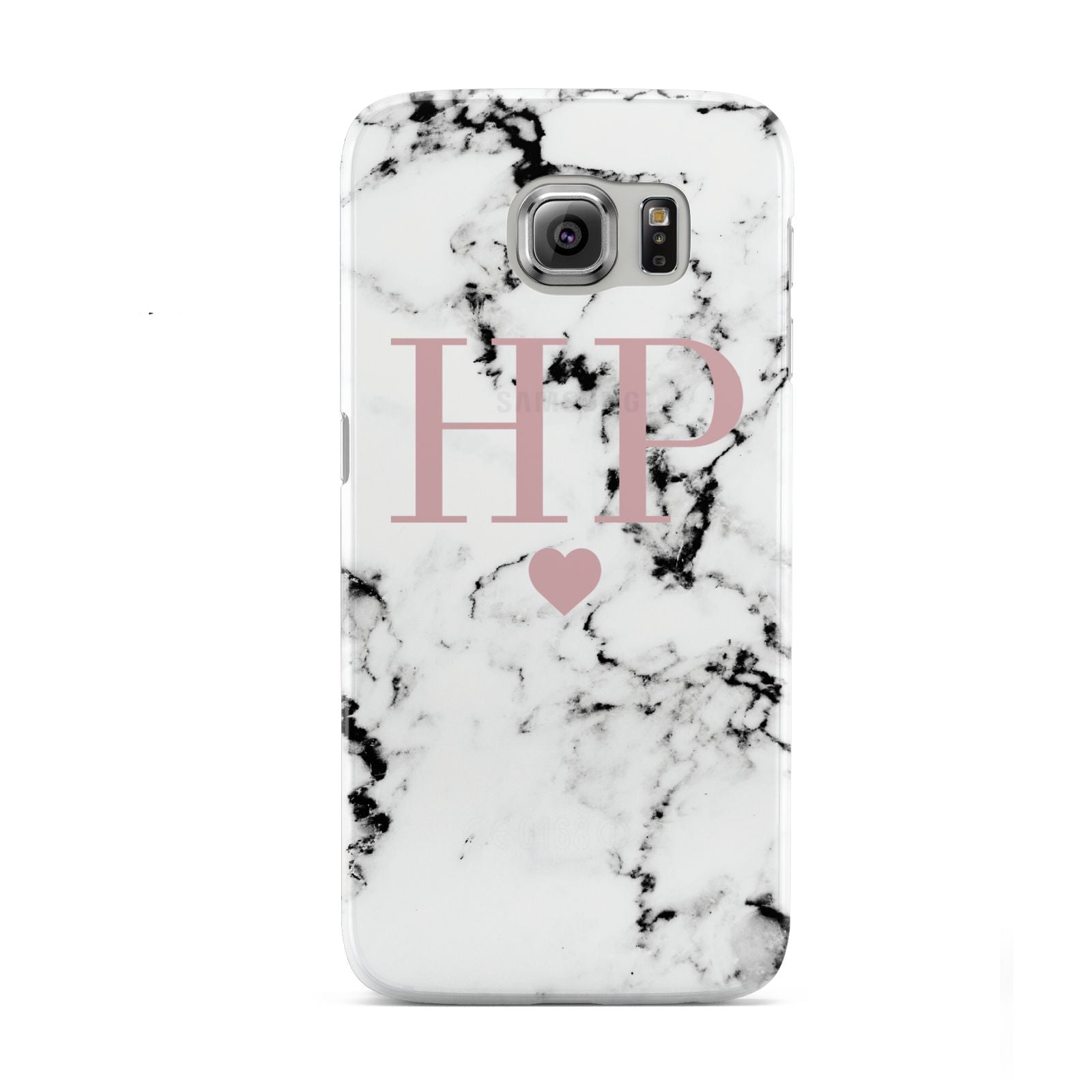 Marble Blush Pink Heart Personalised Samsung Galaxy S6 Case