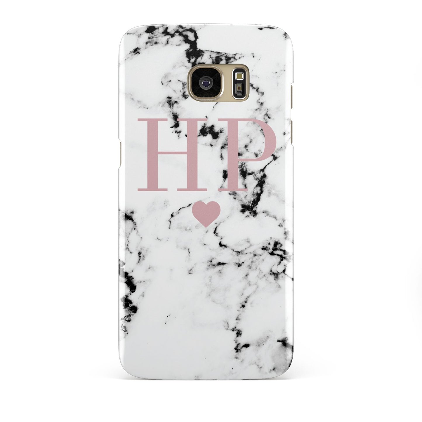 Marble Blush Pink Heart Personalised Samsung Galaxy S7 Edge Case