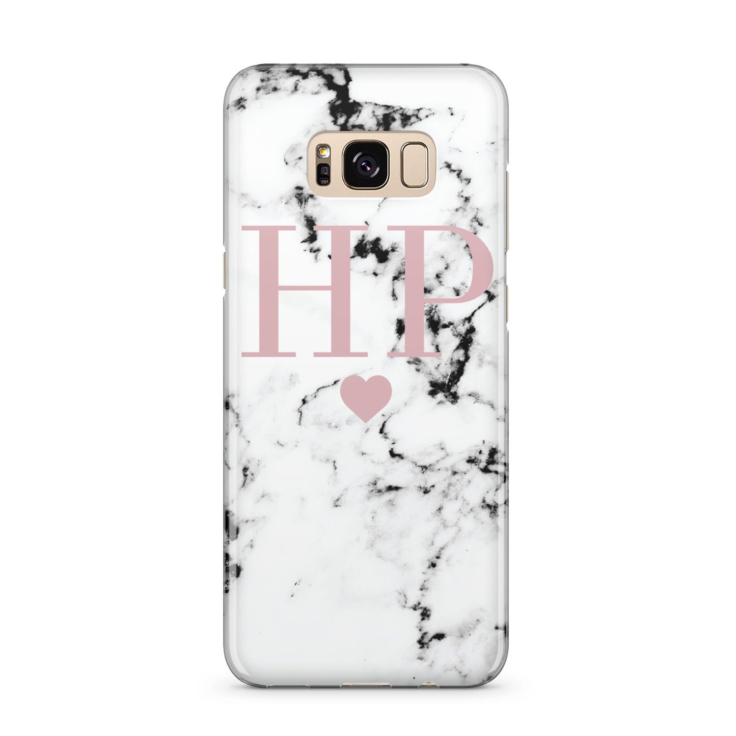 Marble Blush Pink Heart Personalised Samsung Galaxy S8 Plus Case