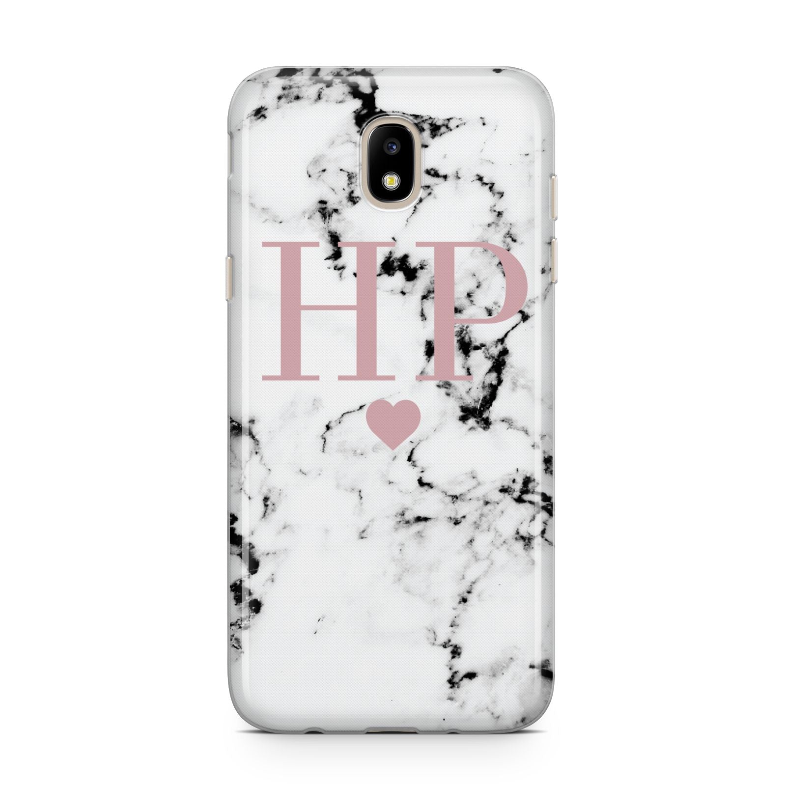 Marble Blush Pink Heart Personalised Samsung J5 2017 Case