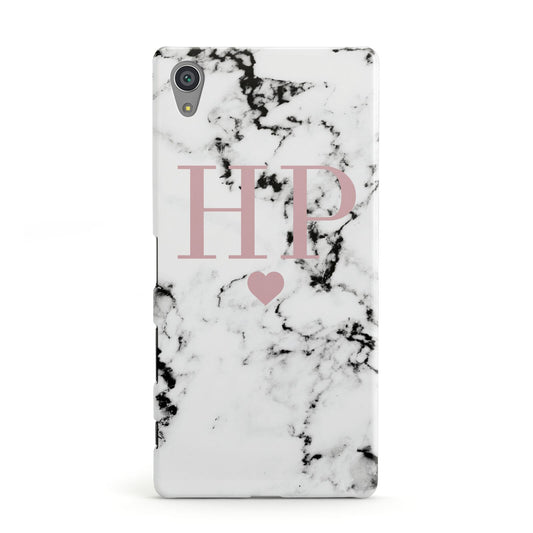 Marble Blush Pink Heart Personalised Sony Xperia Case