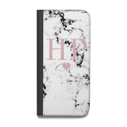 Marble Blush Pink Heart Personalised Vegan Leather Flip Samsung Case