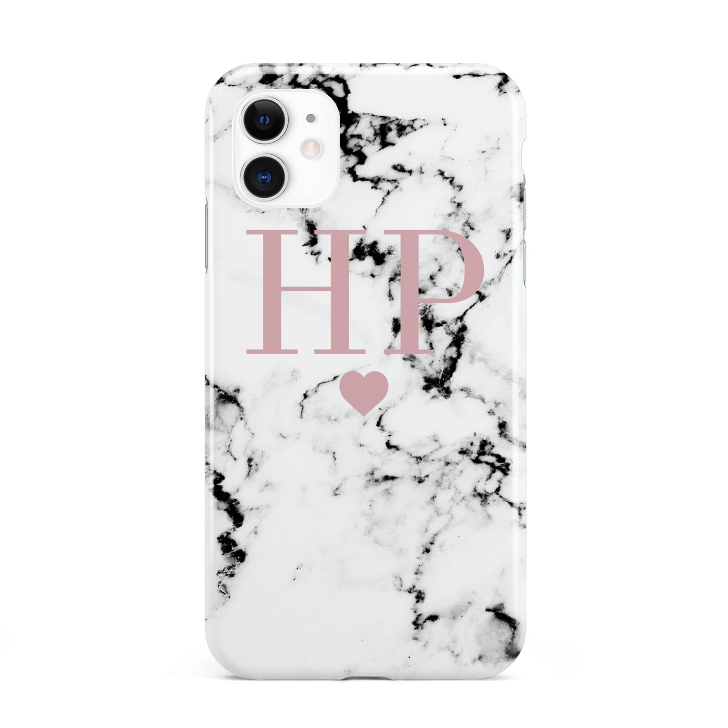 Marble Blush Pink Heart Personalised iPhone 11 3D Tough Case