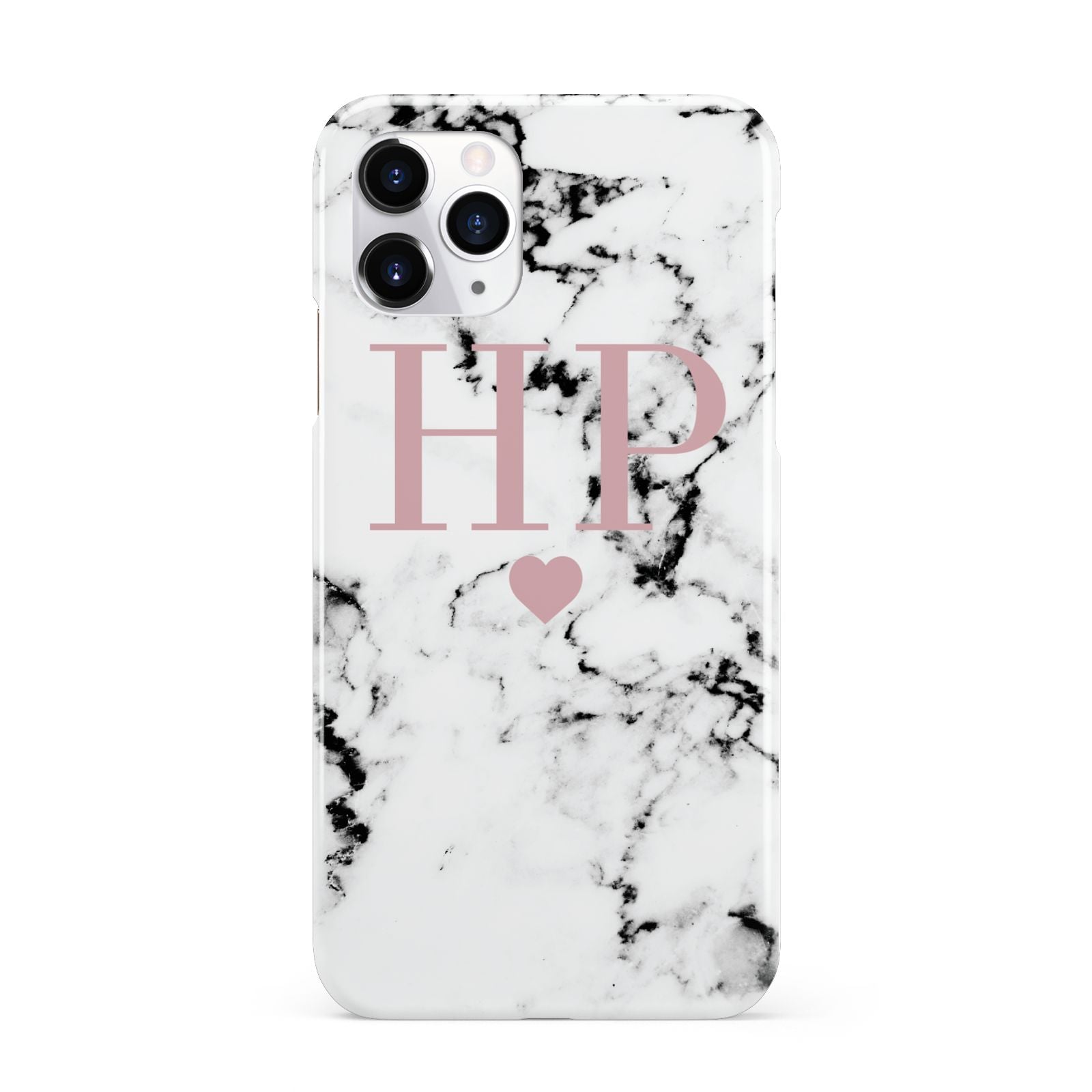 Marble Blush Pink Heart Personalised iPhone 11 Pro 3D Snap Case