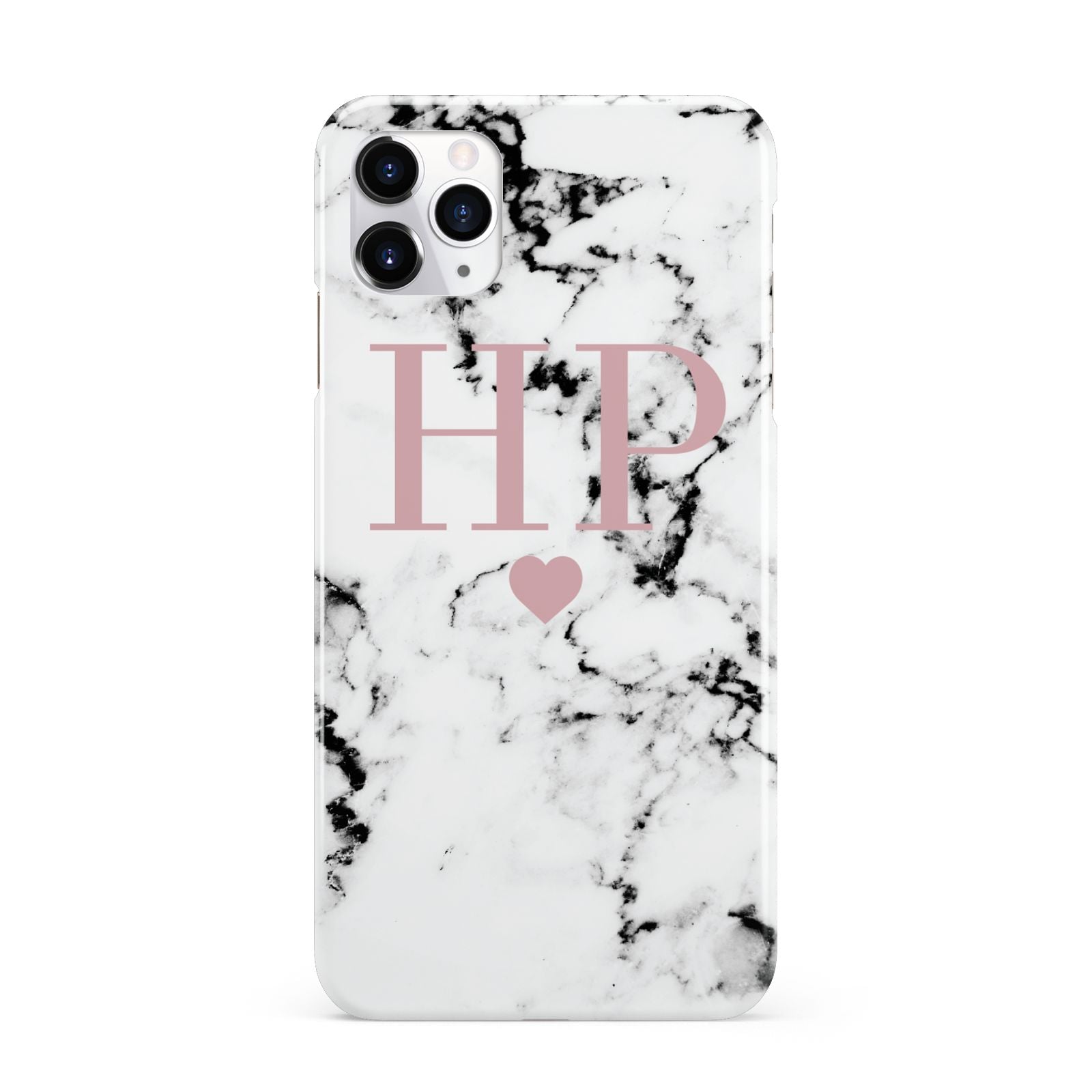 Marble Blush Pink Heart Personalised iPhone 11 Pro Max 3D Snap Case