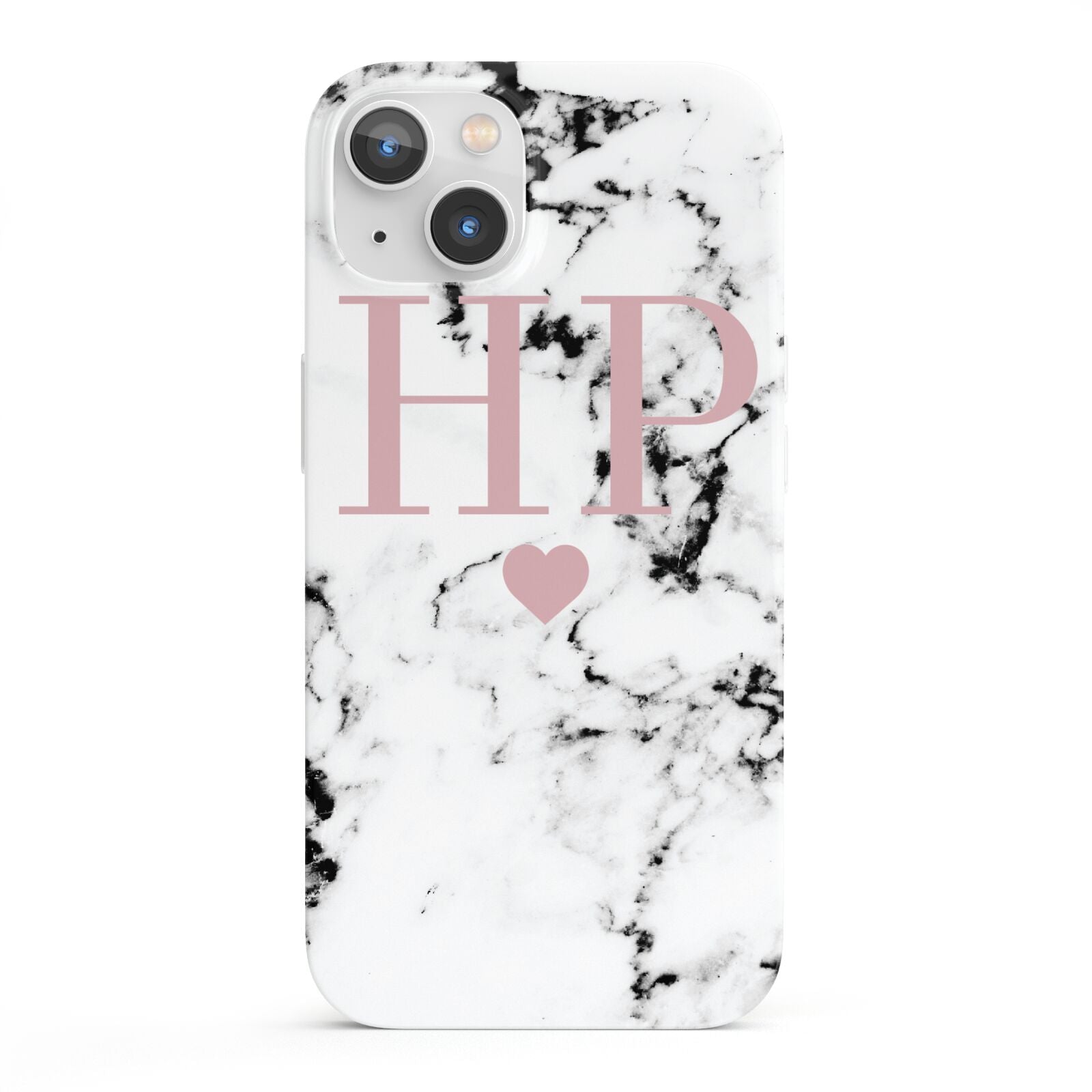 Marble Blush Pink Heart Personalised iPhone 13 Full Wrap 3D Snap Case