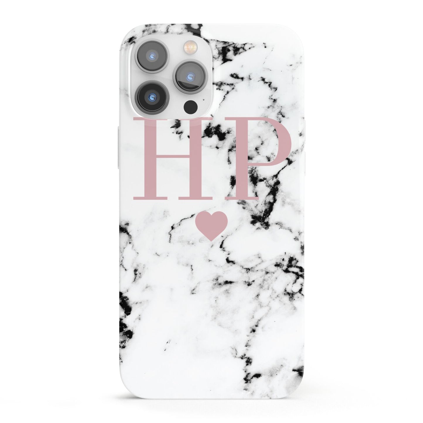 Marble Blush Pink Heart Personalised iPhone 13 Pro Max Full Wrap 3D Snap Case