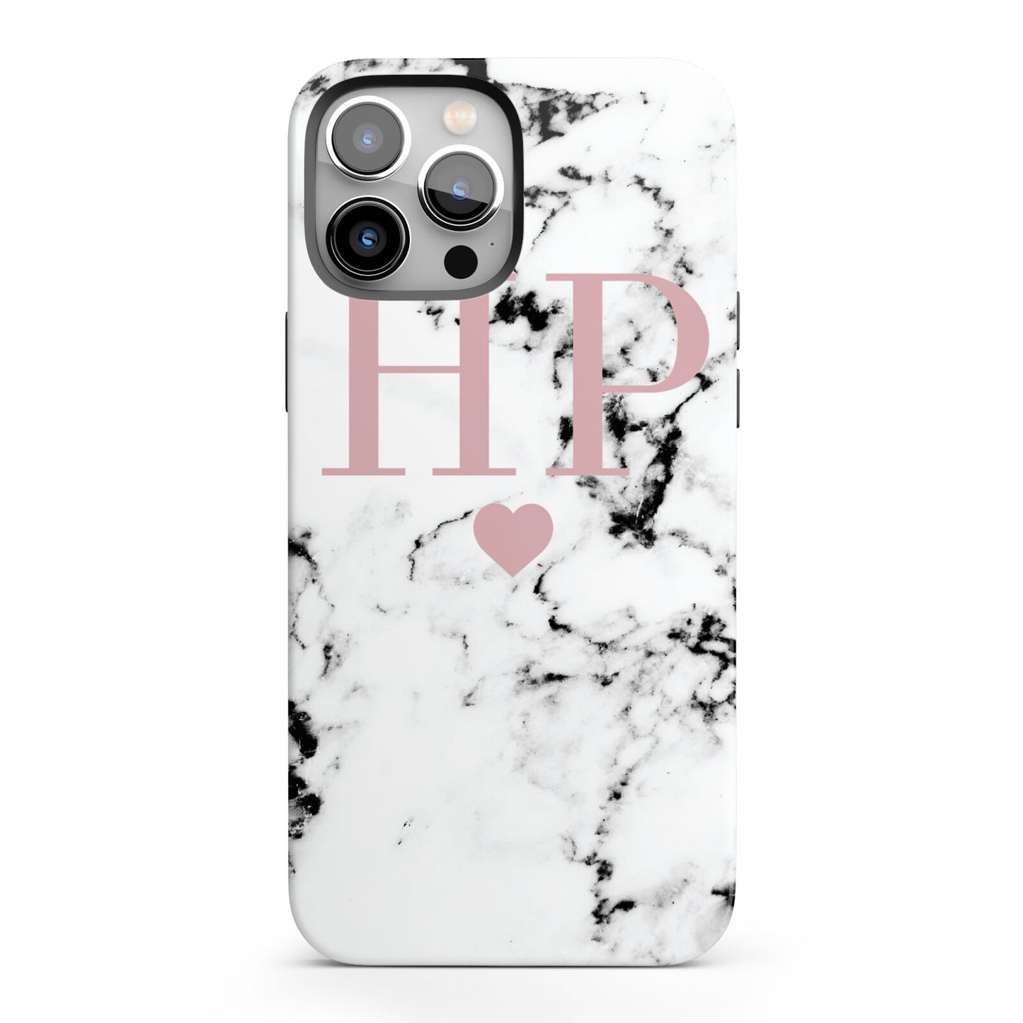 Marble Blush Pink Heart Personalised iPhone 13 Pro Max Full Wrap 3D Tough Case