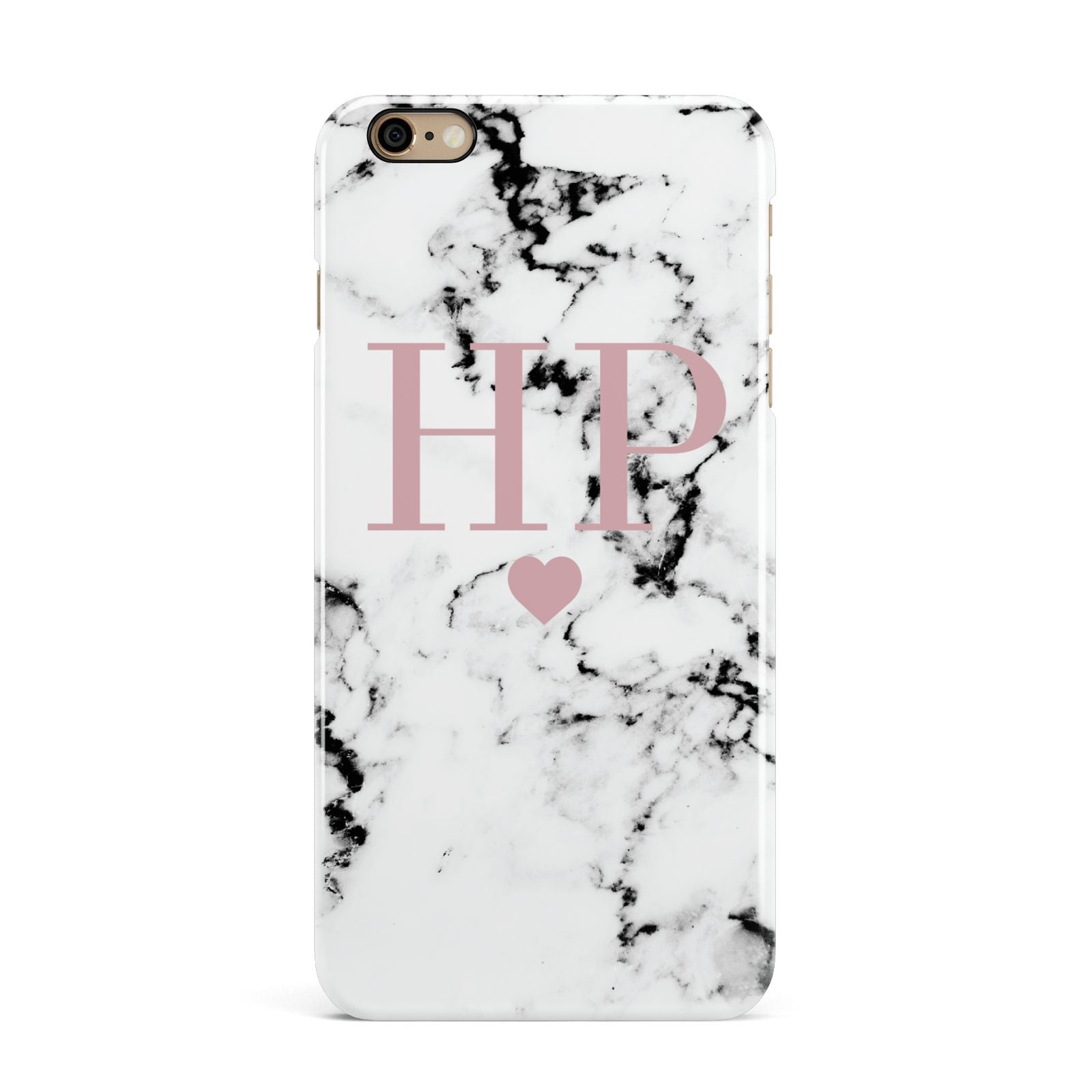 Marble Blush Pink Heart Personalised iPhone 6 Plus 3D Snap Case on Gold Phone
