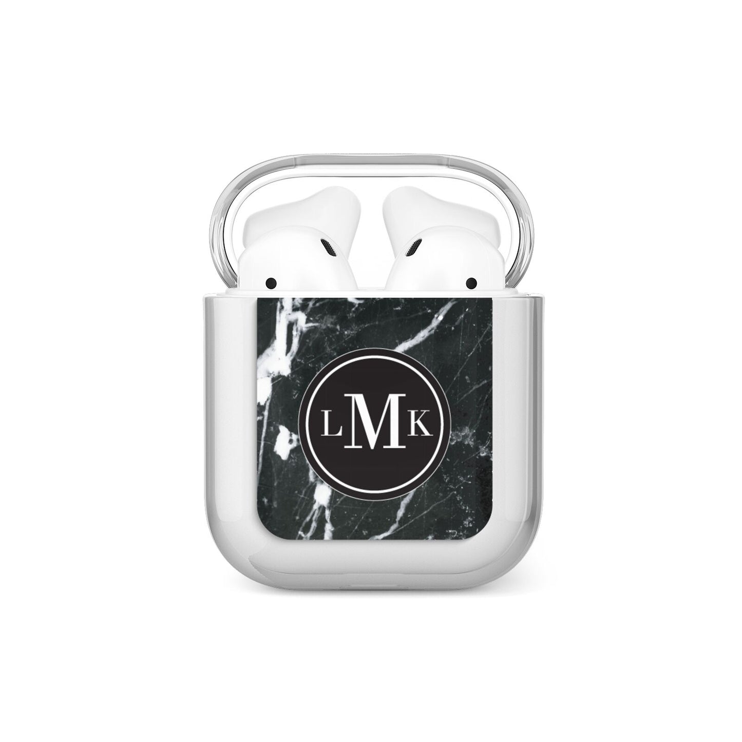 Marble Custom Initials Circle AirPods Case