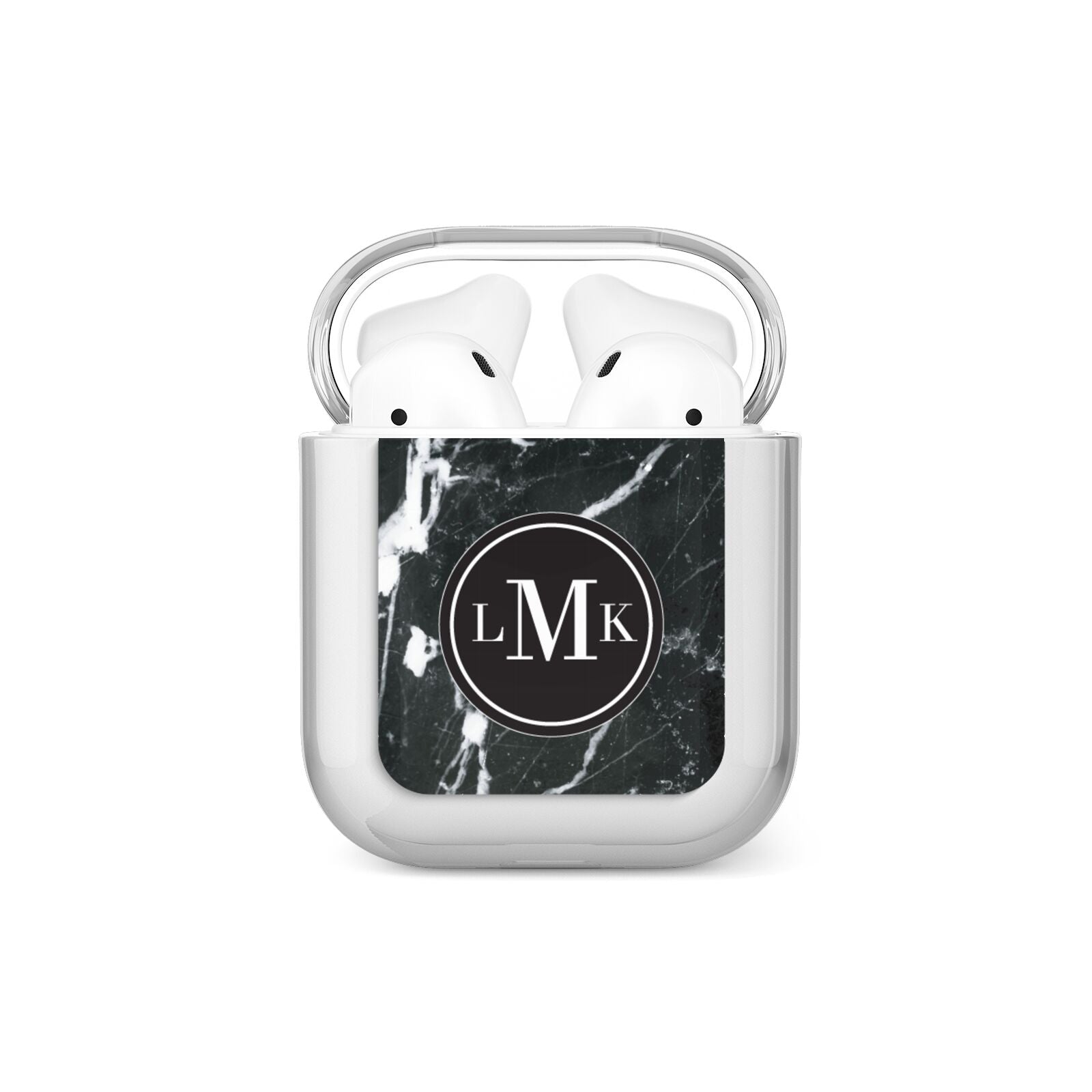 Marble Custom Initials Circle AirPods Case