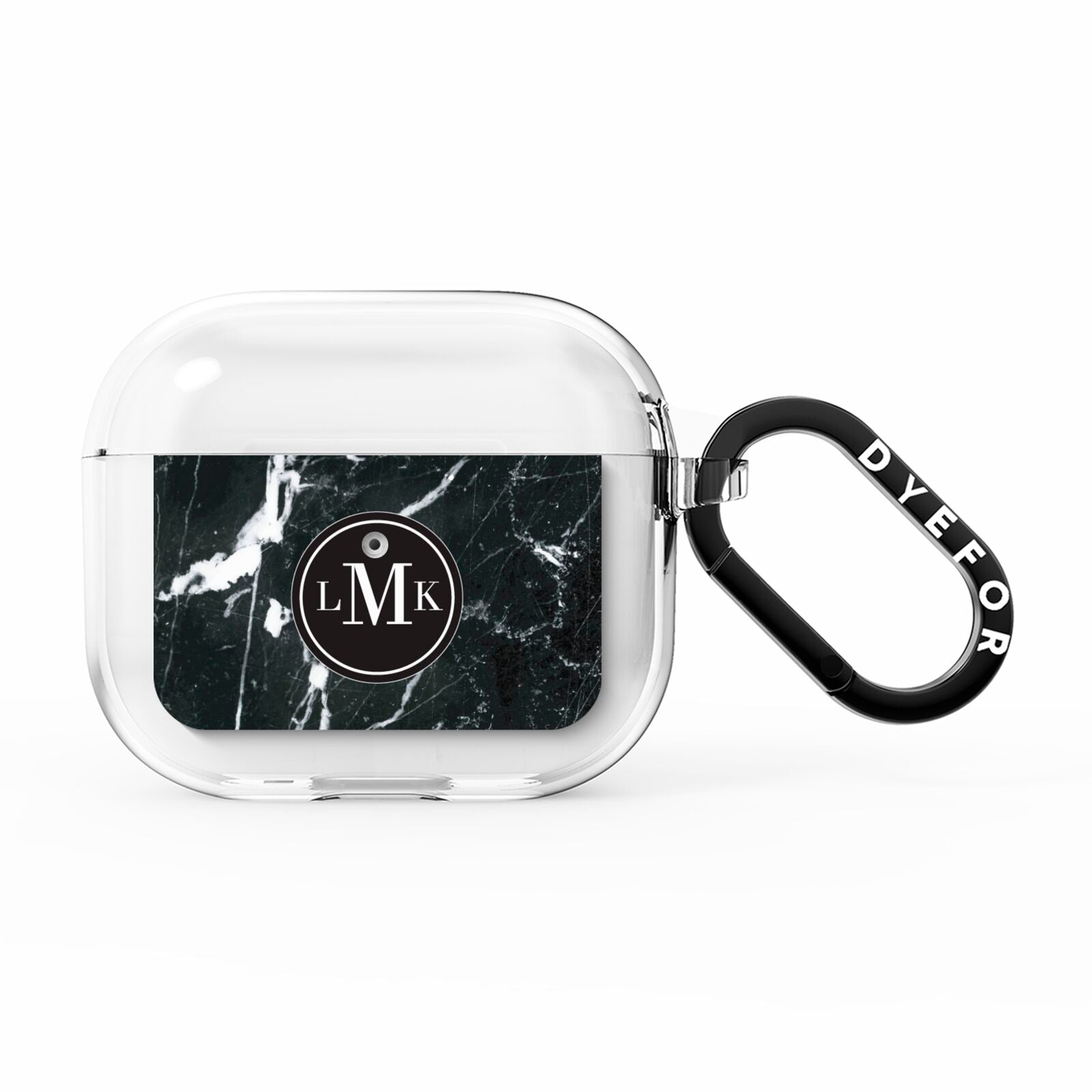 Marble Custom Initials Circle AirPods Clear Case 3rd Gen